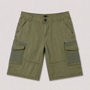 Carbon Mens Cargo Shorts 34 Green Military Utility Cotton Outdoor Casual